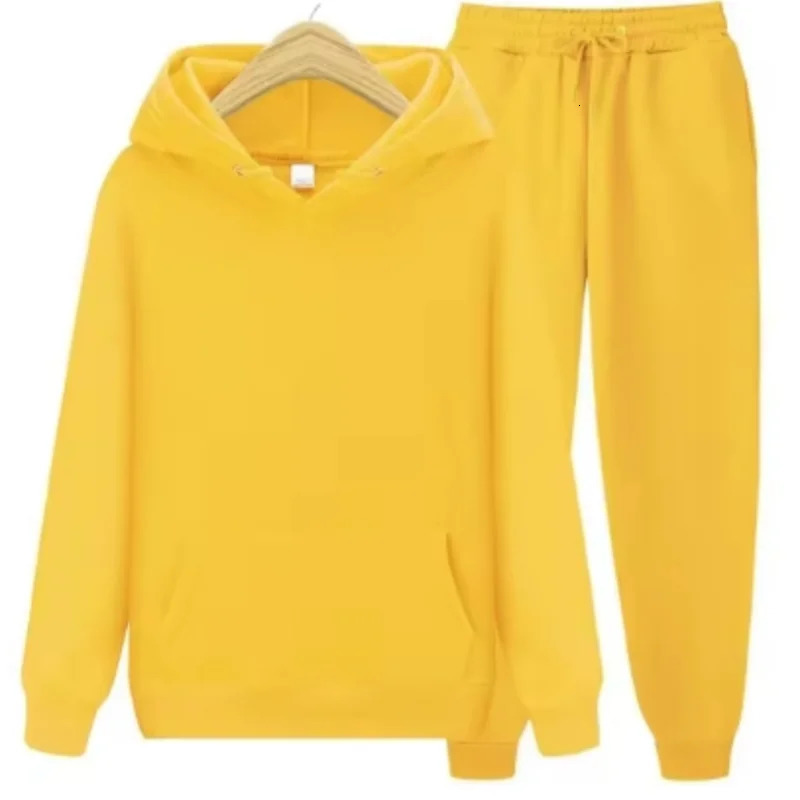 Men Tracksuit 2 Pieces Sets Hooded Sweatshirt Drawstring Pants Male Hoodies Running Sportswear Women Autumn Sportwear 241031