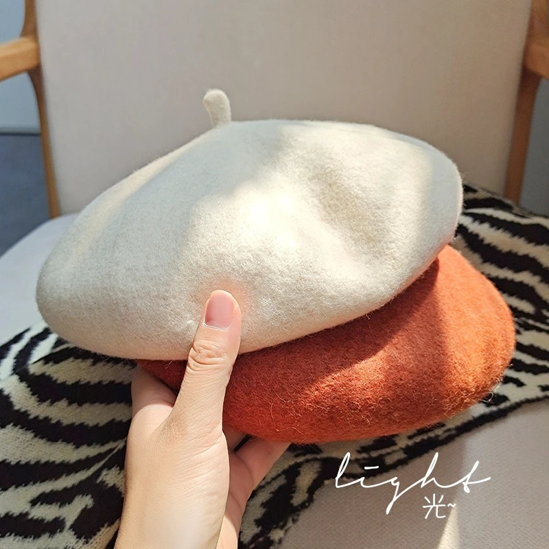 Women Wool Berets French Artist Style Warm Winter Beanie Hat Retro Plain Beret Solid Color Elegant Lady All Matched Autumn Caps 241031