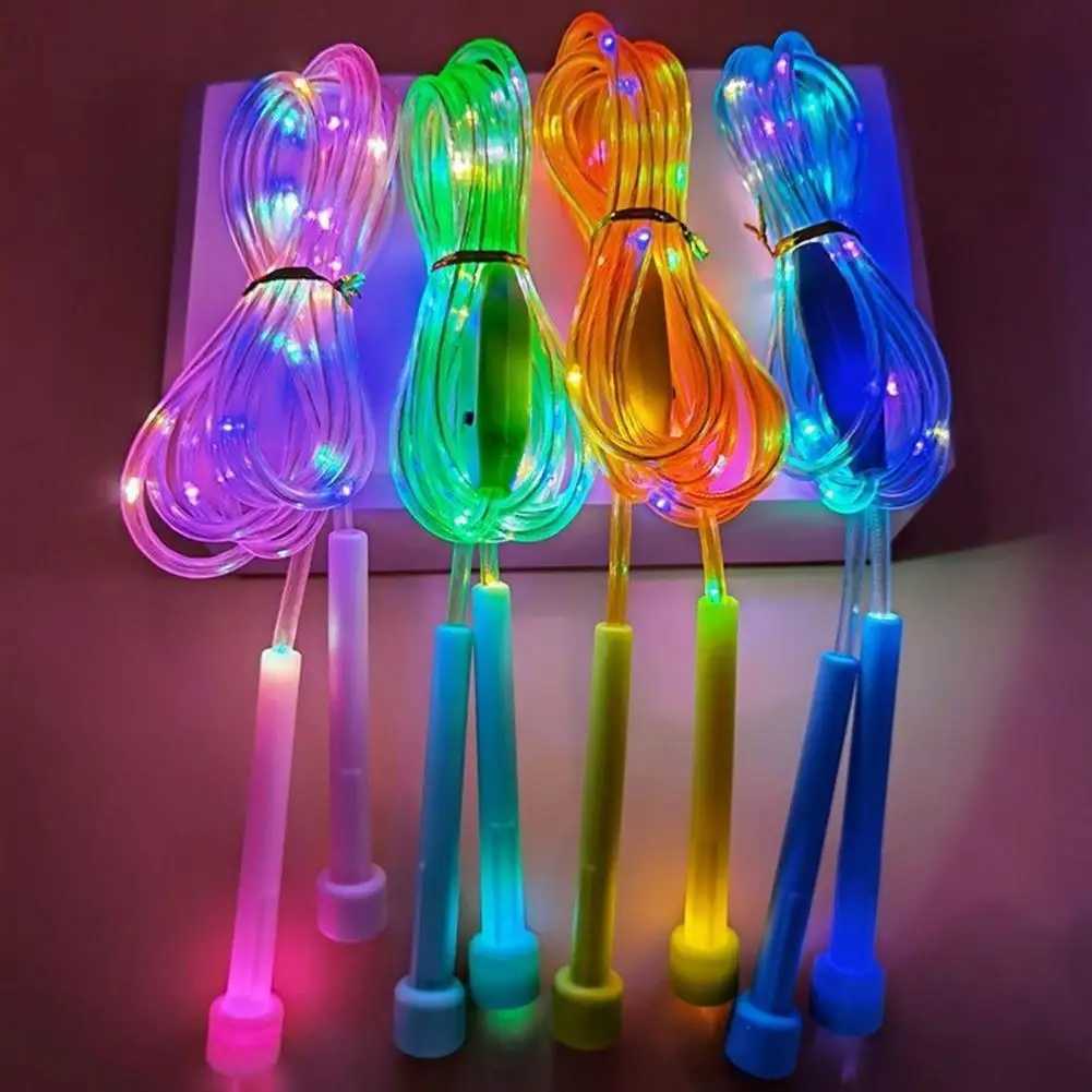 Luminous jump rope giant rope battery powered d jump rope childrens colorful light and comfortable grip for home useW241101
