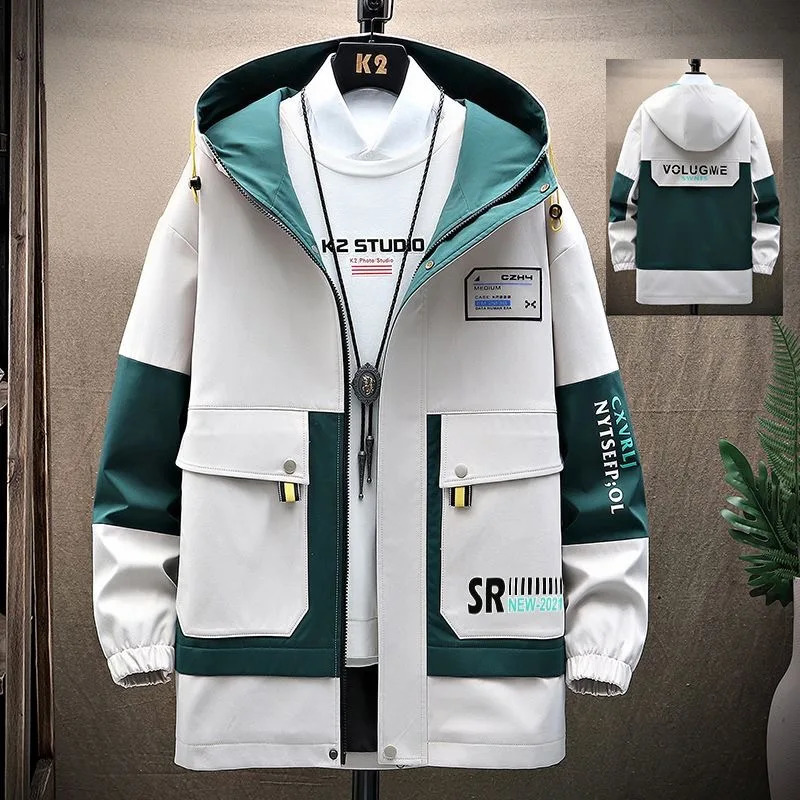 2024 Spring and Autumn Fashion Trend Printed Hooded Coat Mens Casual Relaxed Comfortable Waterproof PlusSize Jacket M4XL 241031