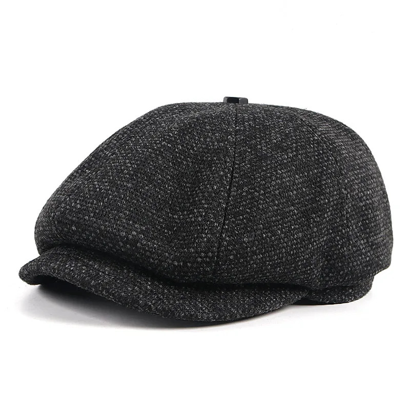 Black sboy Caps Men Autumn Beret Hat y Blinders Winter 2024 Casual Vintage Mens Warm Knitted Berets 241031