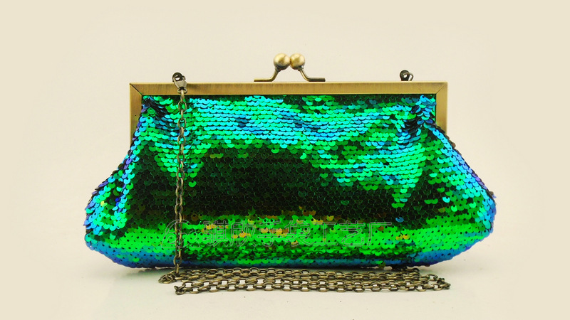 New Mermaid Colorful Sparkling Mouth Gold Banquet Handbag Cheongsam Bag