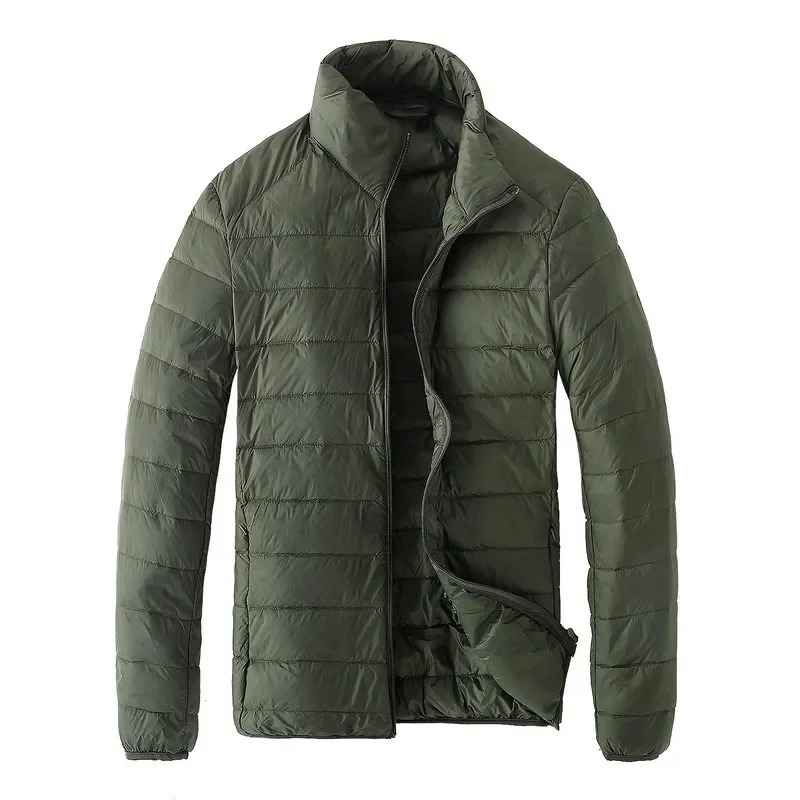 Autumn Winter Lightweight Down Jacket Solid Color Stand Collar Casua Warm Male Parkas Outerwear 241024
