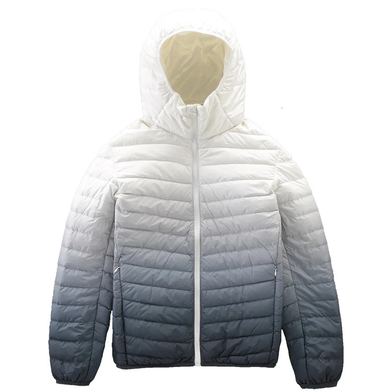 Top Grade Gradient Color Mens Hooded Puffer Jackets 2023 Winter 90 White Duck Down Men Ultra Lightweight Warm Coats 241024