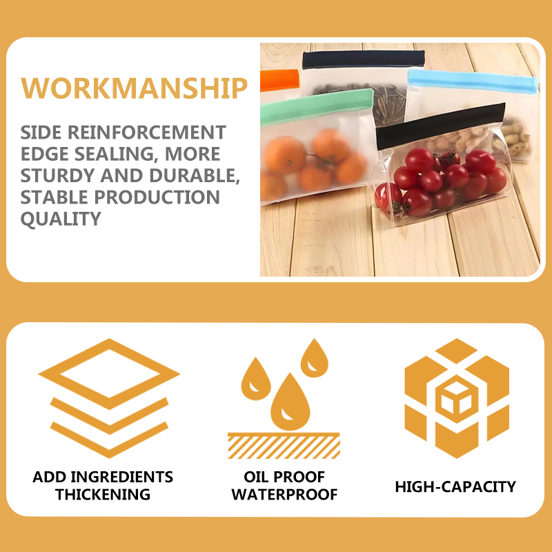 Amazon Cross border Foreign Trade Exclusive PEVA Stereoscopic Flat Food Packaging Storage Bag Zipper Preservation Bag