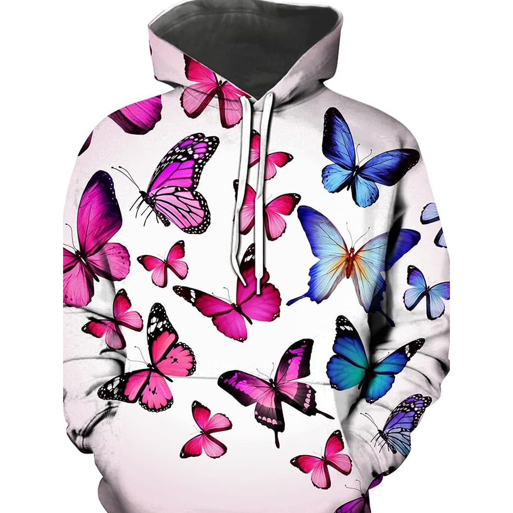 Hoodie for Mens Womens Womens Novelty Graphic Pullover Colorful Butterfly Casual Hoodies Creative fashion Graphic Hoodies sweatshirt Pullover Long Sle