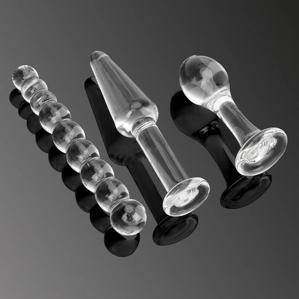 IKOKY 3Pcs Crystal Anal Dildo Beads Glass Butt Plugs Ball Penis Female Masturbate Sex Toys for Adult Women Men Gay 241031