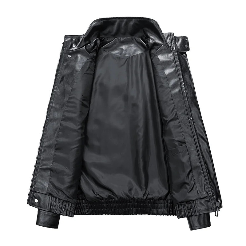 motorcycle leather jacket mens bomber pilot retro loose Pu short jacket fashionable casual streetwear multi pocket trend jacket 241031