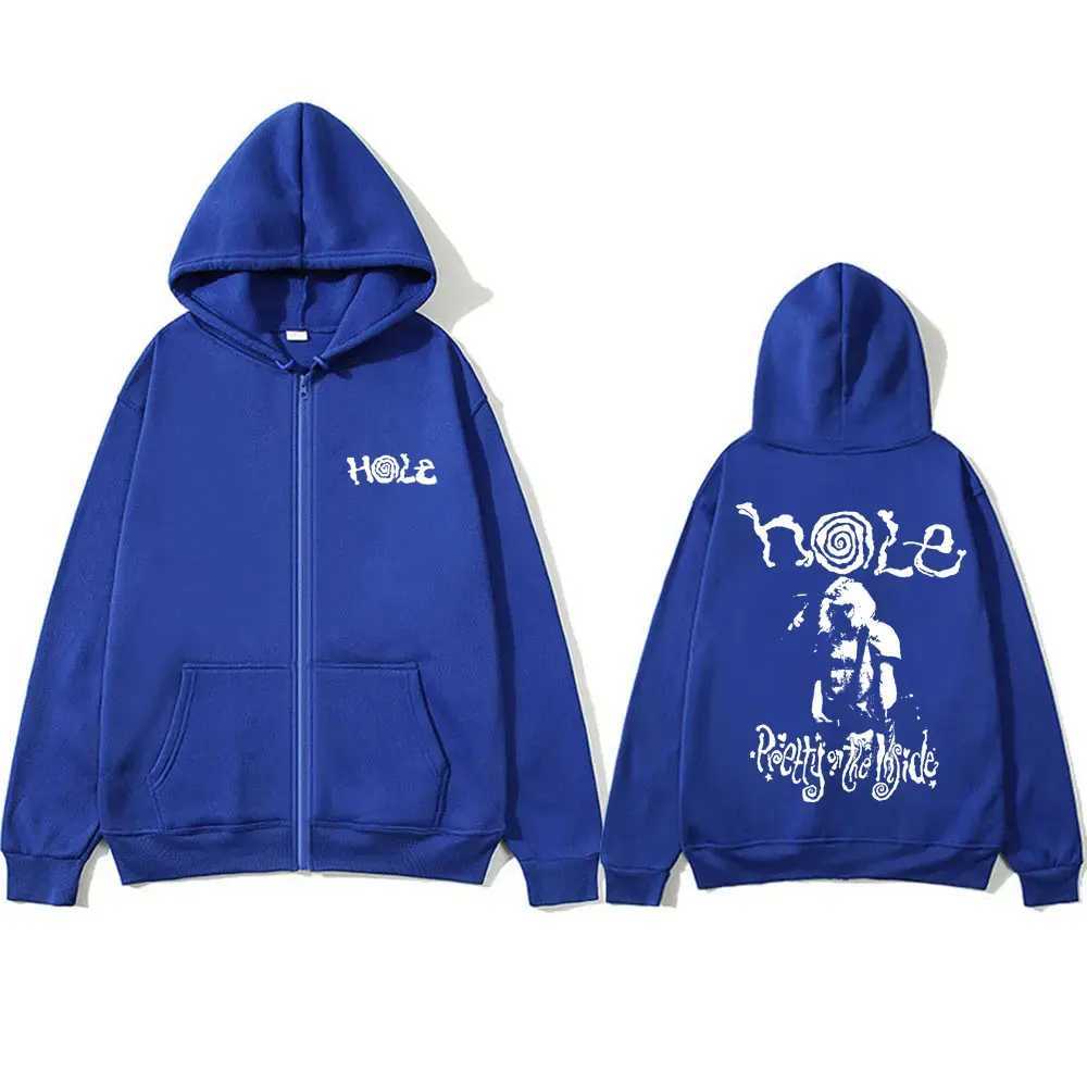 Alternative rock band hole Courtney likes Lnside printed zipper hoodie mens punk gothic oversized zipper jacket X241031