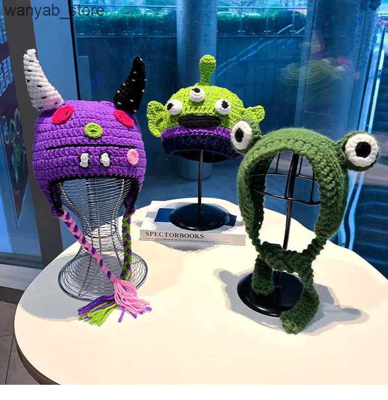 Wide Brim Hats Bucket Hats Unisex Balaclava Fashion Cosplay Carnival Party Winter Warm Cap Adult Children Autumn Winter Funny Cartoon Monster Knitted 