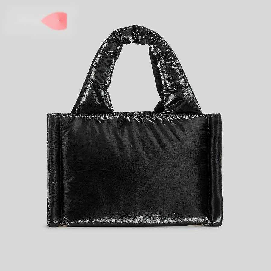 design with cotton clip, single shoulder crossbody bag, women's shiny silver nylon small square bag, lightweight stylish small size handbag 24101