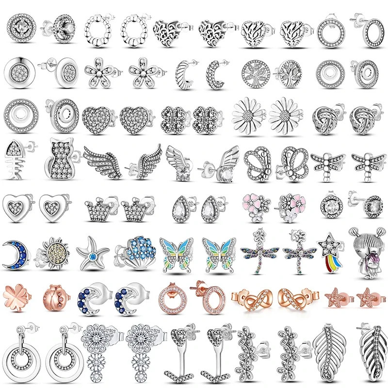 MULA Earring Inlay Stones Double Hoop Original 925 Sterling Silver Ear Studs Jewelry Women Fashion Gift 2023 241031