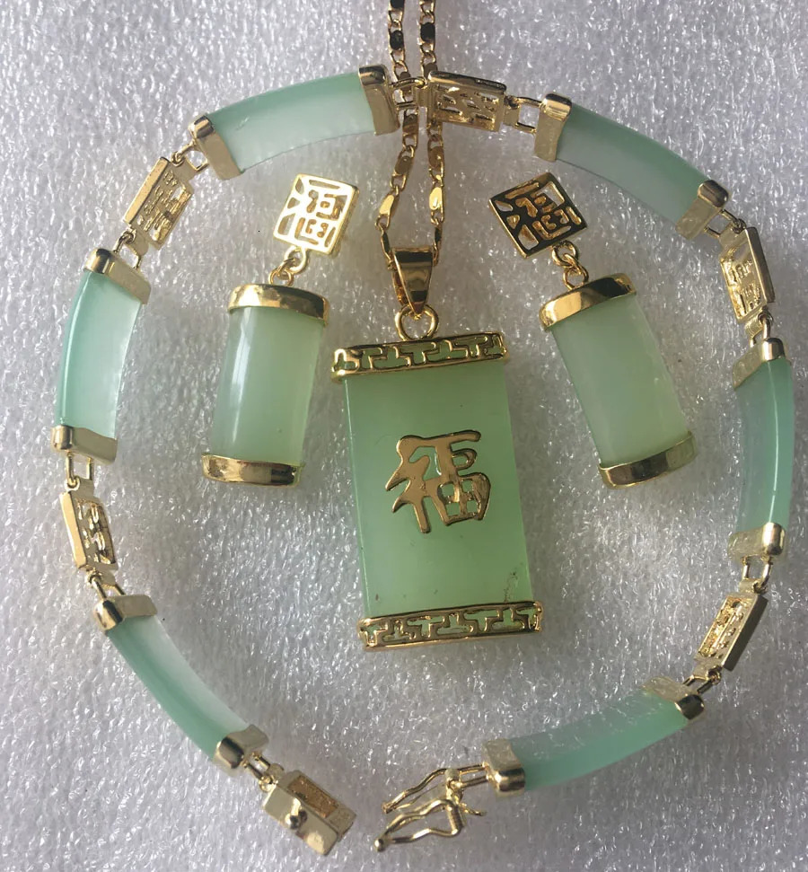 Natural Green JADEITE Round Donut Pencil Set Bracelet Length 18.9cm Earrings 30mm Necklace 46cm 241031