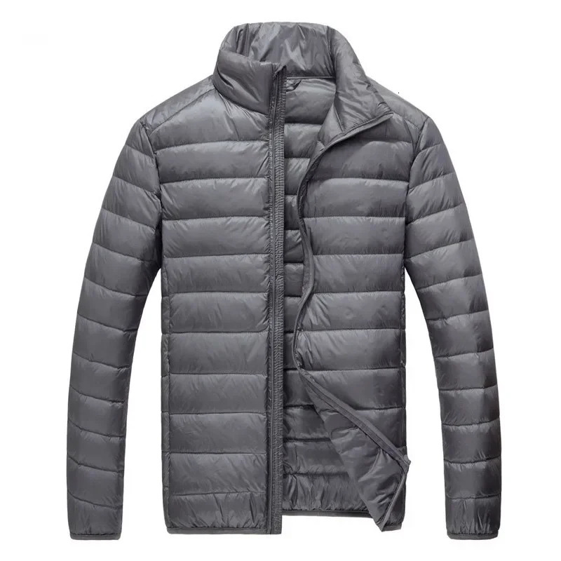Autumn Winter Lightweight Down Jacket Solid Color Stand Collar Casua Warm Male Parkas Outerwear 241024