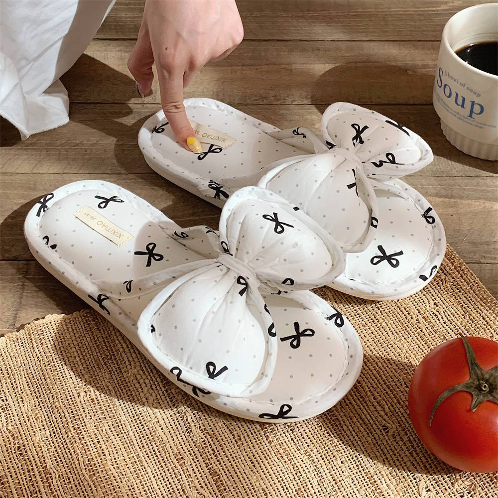 Slippers Summer Bow New fashion Girl Heart Family Bathroom non-slip Cool slippers with foot double strap cool slippers