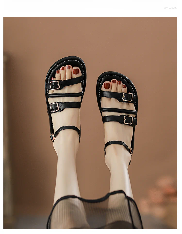 Sandals Summer Women's Shoes Open Toe Casual Gladiator Retro Low Heels hurenlakeshoes hurenlakeshoes