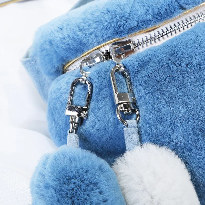 Fashionable high-end female high-end Rex rabbit fur personalized waist bag literary high-end leisure sports messenger luggage 241031