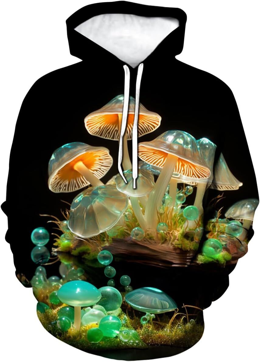 Hoodie for Mens Womens Funny Mushroom Hoodie Fungi Graphic Dreamy wild mushroomSweatshirt Graphic Hoodies sweatshirt Pullover Long Sleeve