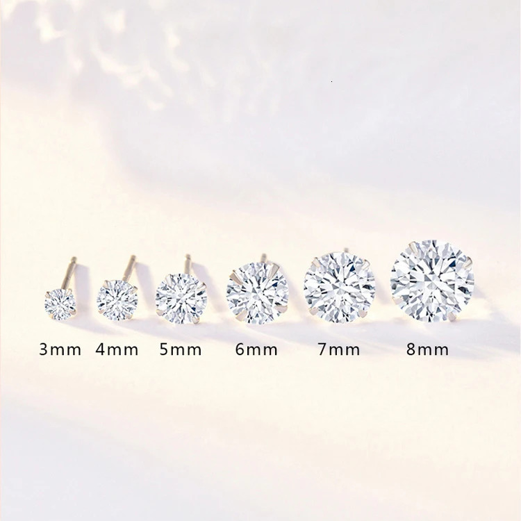 Crystal Zircon Real 925 Sterling Silver Earrings Channel Cubic Zirconia Stud for Women Jewelry 241031