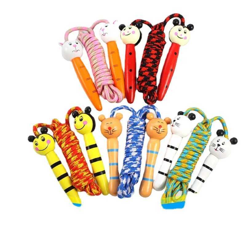 Childrens jump rope cotton rope with wooden manual jump rope adult and childrens fitness sports giant ropeW241101