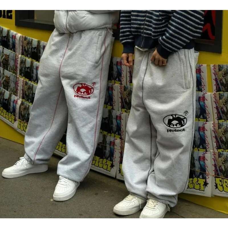 Loose Drawstring Sweatpant Personalized Y2k Straight Hiphop Letter Embroidered Sweatpants 2024 American Retro Casual Pants