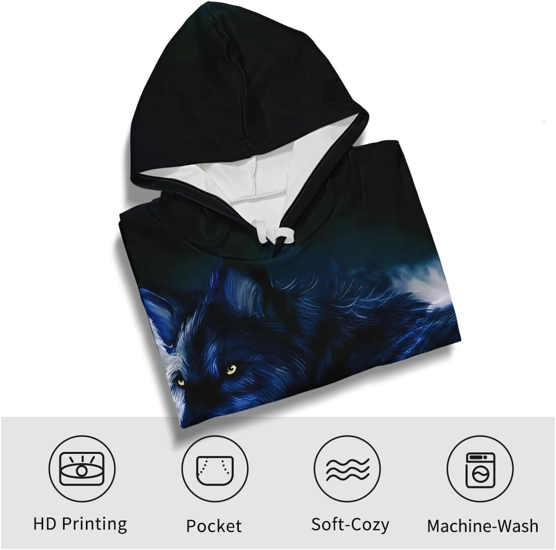 Hoodie for Mens Womens Novelty Wolf Graphic Hoodies Cool hoodiesWolf from a lone perspective Hoodies sweatshirt Pullover Long Sleeve