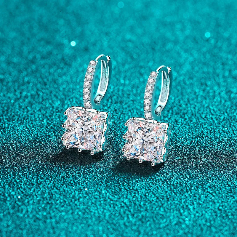 S925 sterling silver 2-carat silica pendant ladies earrings hooks exquisite wedding jewelry 241031