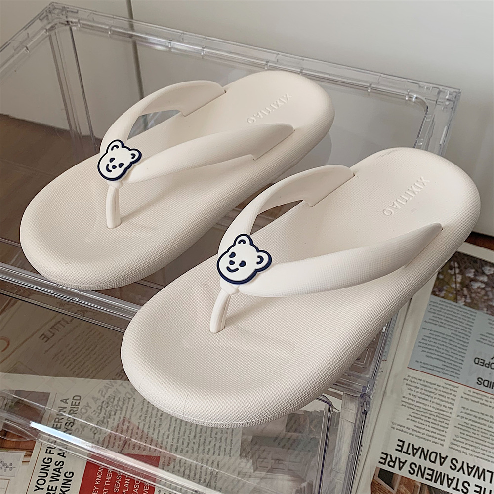 Cute Little Bear girl flip-flops for women summer wear 2024 new non-slip soft-soled sandals