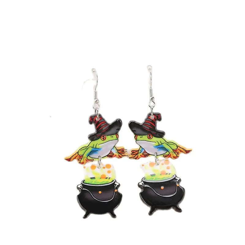 1Pair Christmas Animal Woman Drop Earrings Acrylic Magic Frog Funny Walking Chicken For Girl Birthday Festival Gift 241031