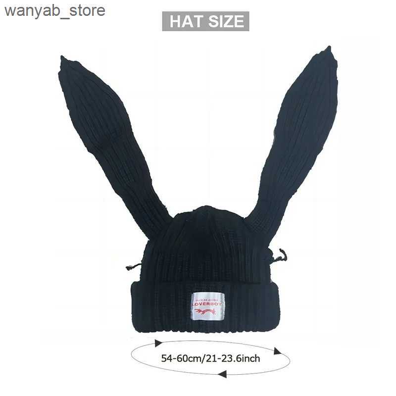 Wide Brim Hats Bucket Hats Rabbit Ears Knitted Wool Hat Love Boy Hat Niche Design Personality Fashion Hat Men Women Cute Warm Autumn and Winter Tide H
