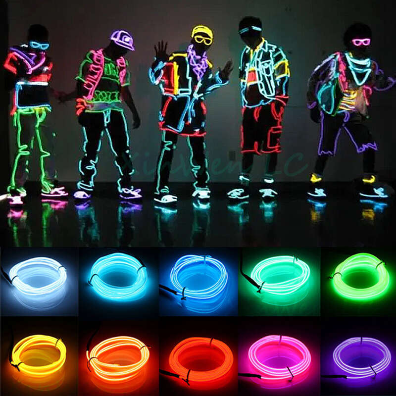 1M/3M/5M Glow EL Wire Cable Light Decoration Clothes Ball Rave LED Neon Christmas Dance Party DIY Costumes Luminous Car Clothing