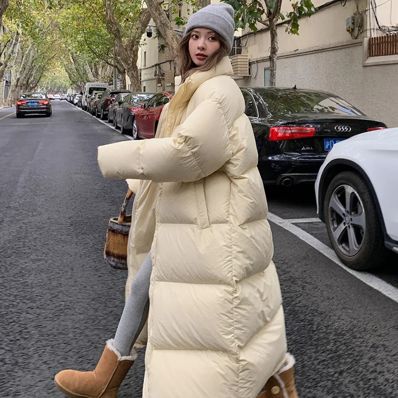 Oversize Long Parka Winter Coat Women Korean Windproof Puffer Jacket Thickened Warm Long Sleeve Zip Cotton-padded Jacket Solid 241031