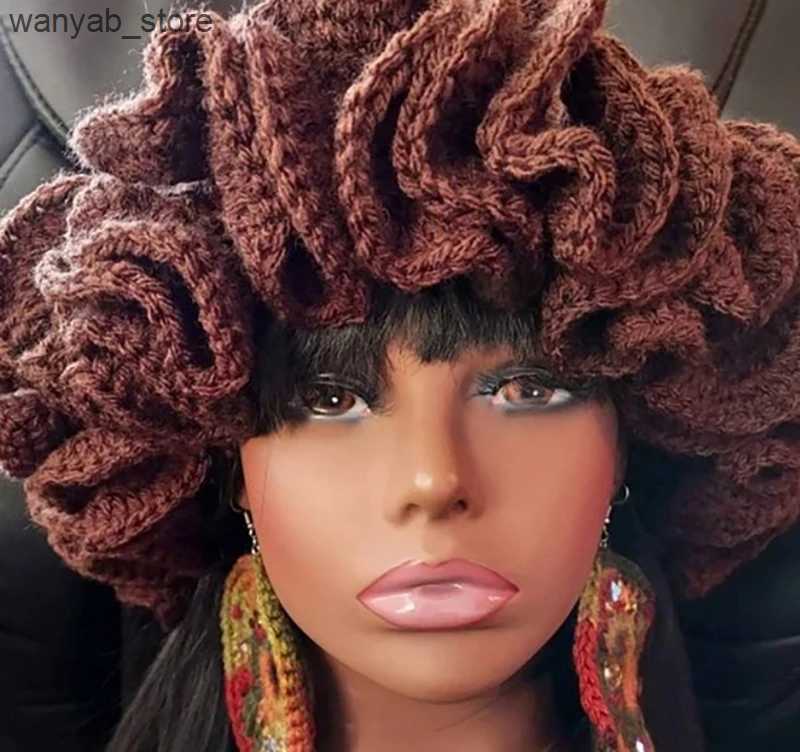 Wide Brim Hats Bucket Hats Adult Crochet Bucket Hat Handmade Ruffled Brim Fisherman Hat Windproof Hat L240910