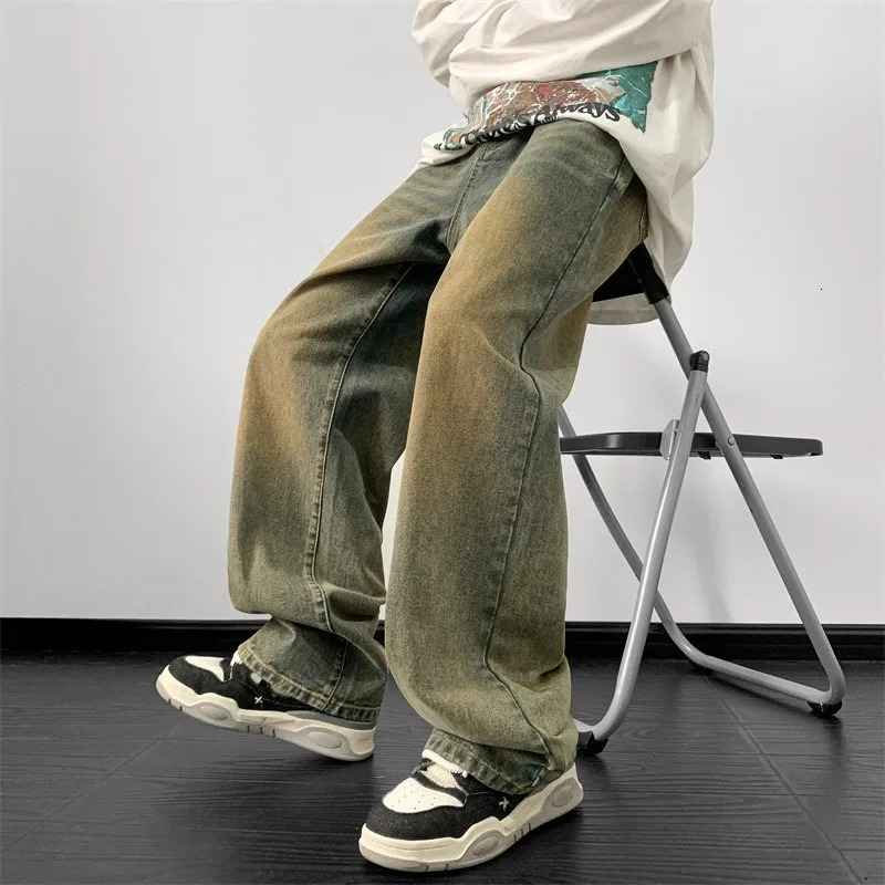 Jeans men Wide Leg Male Loose Straight Denim Pants 2024 Autumn Harajuku Vintage Blue Jean Trouser Streetwear Clothes 241024