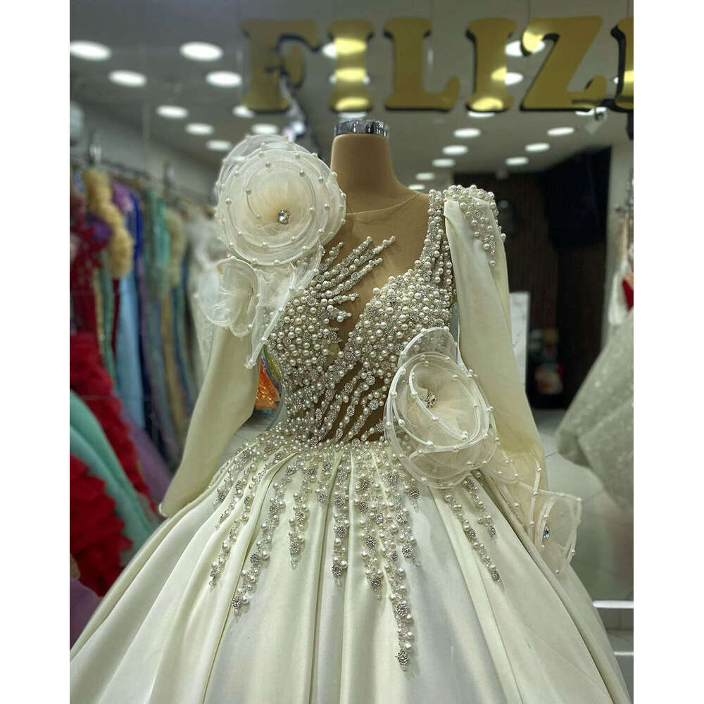 Ball Wedding Dresses Pear Wer Applique Dia Bridal Gown Dubai Arabic Dress Vestido De Novia Sweep Train