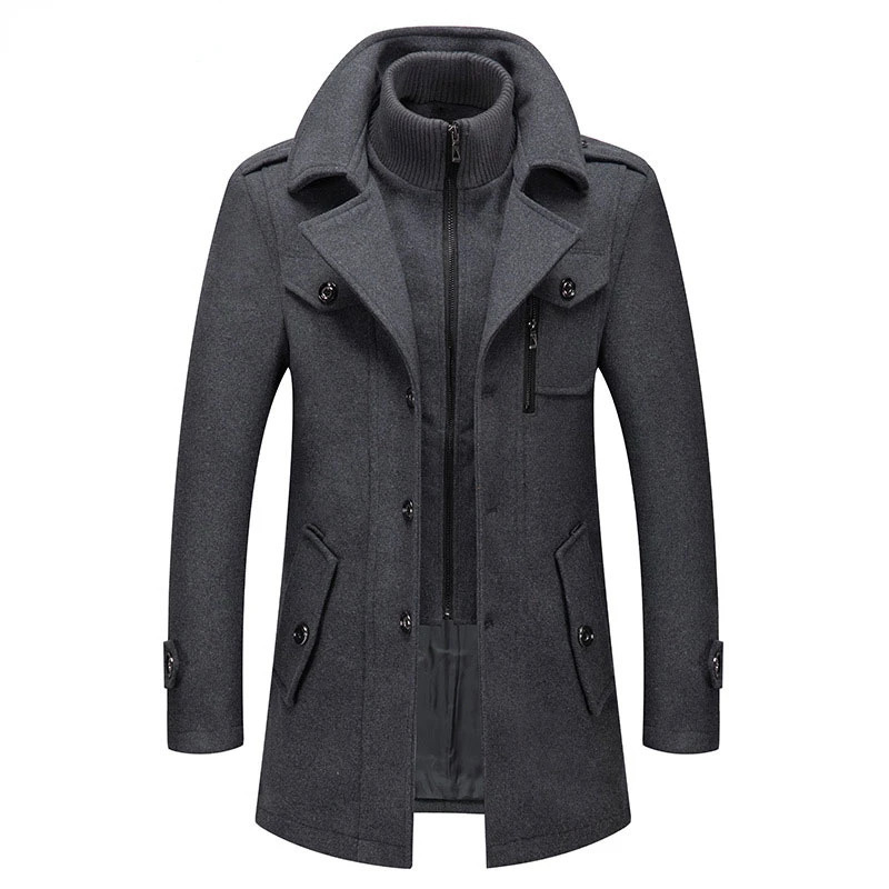 Two Piece Wool Blend Coat Mens Winter Collection Mens Cashmere Coat Ultra Thin Fit Wool Peacock Business Coat Windproof Machine 241031