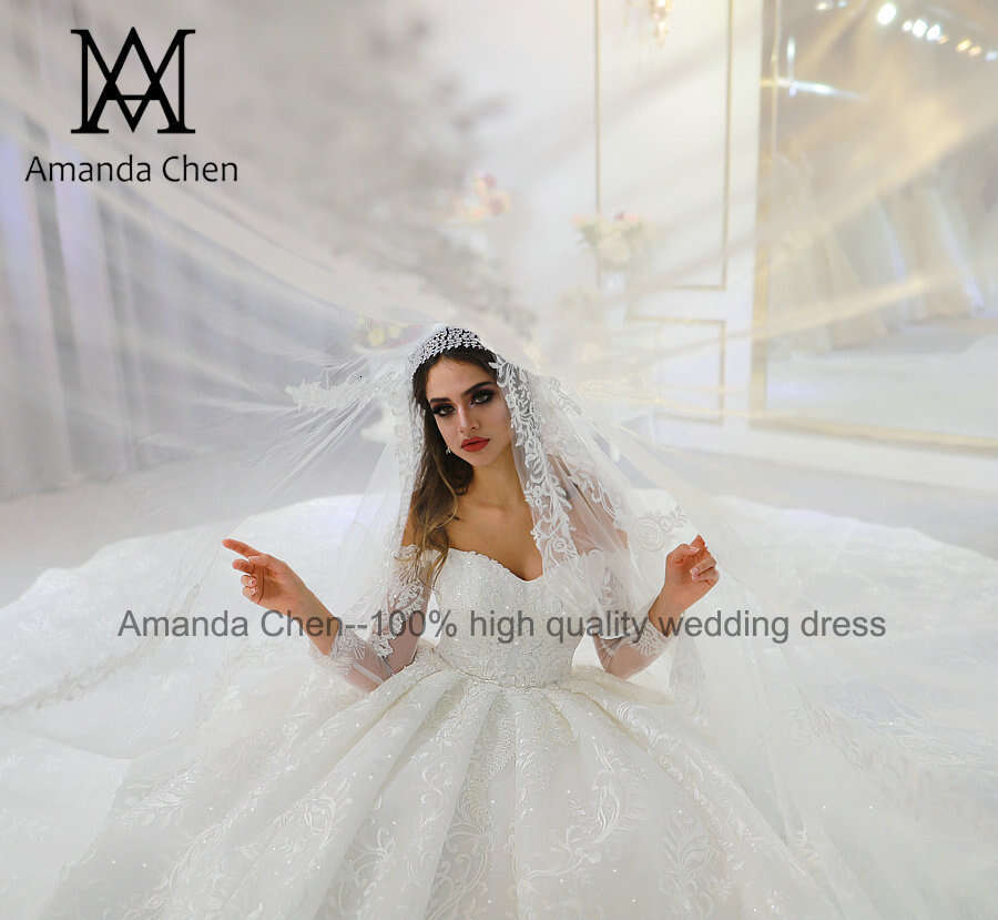 abendkleid Off Shoulder Long Sleeve Lace Wedding Dress 2024