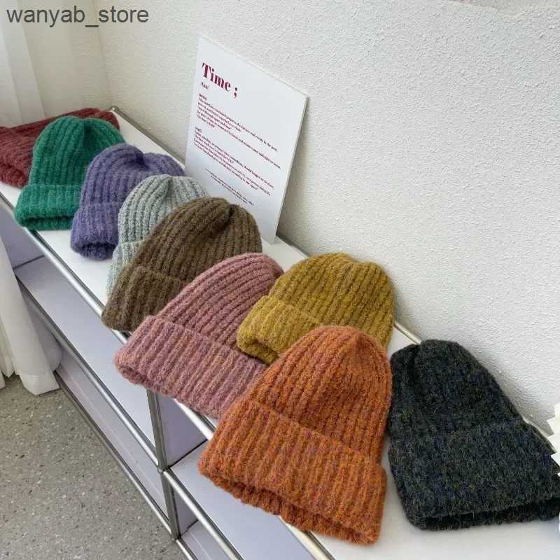 Wide Brim Hats Bucket Hats Winter Unisex Wool Hat Loose Big Head Circumference Knitted Hats Womens Korean Warm Oversized Skullies Beanies Christmas Gi