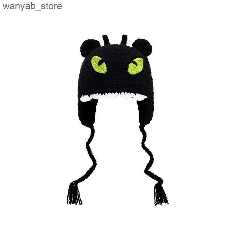 Wide Brim Hats Bucket Hats Funny Cartoon Skullies Beanie Cute Wool Knit Hat Mask Men Women Winter Warm Monster Pullover Christmas Cosplay Costumes Gif