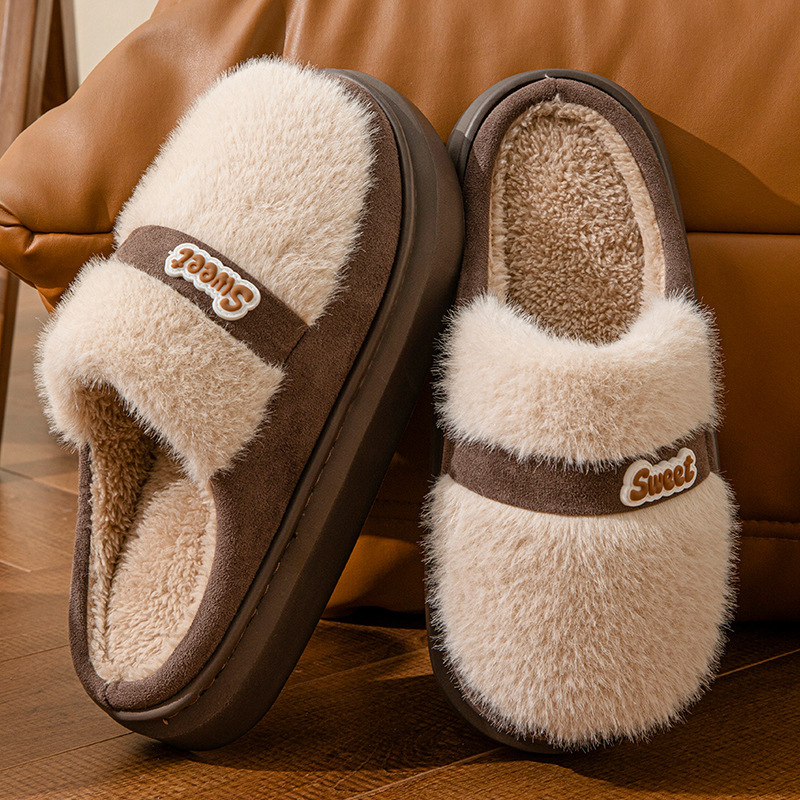 free shipping designer shoes mens flat sandals for women furry fur fluffy winter cotton warm soled thick plush slippers sliders slide