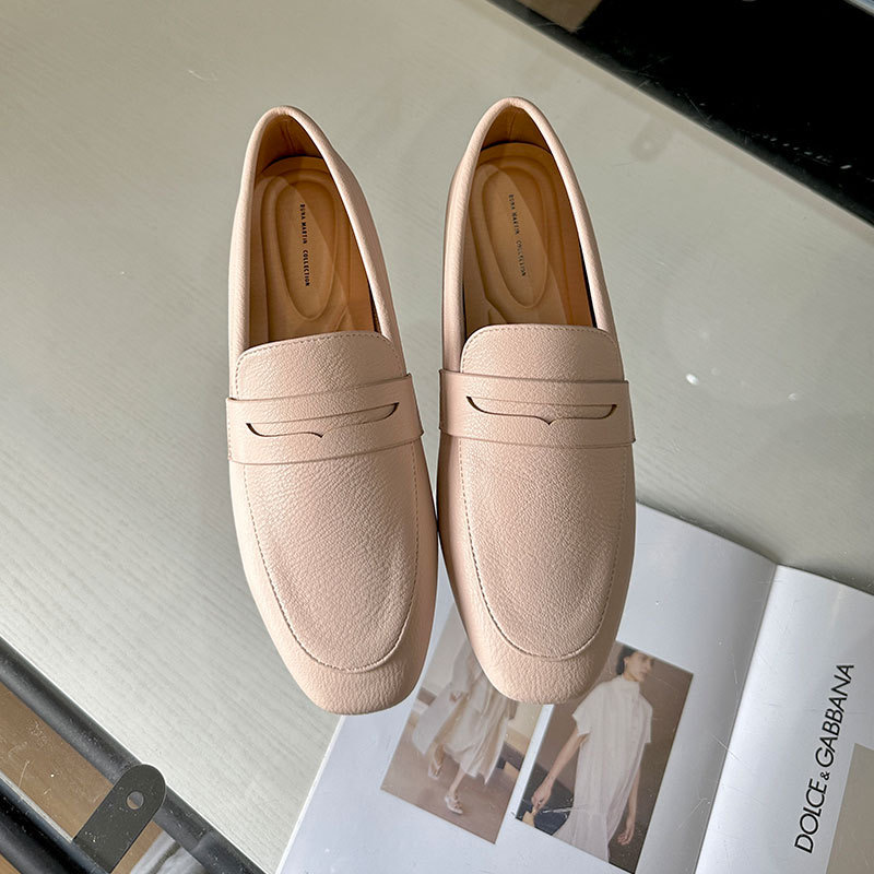 moccasins soft Korean 80187 designer cowhide flat shoes black/white genuine leather espadrilles women casual loafers