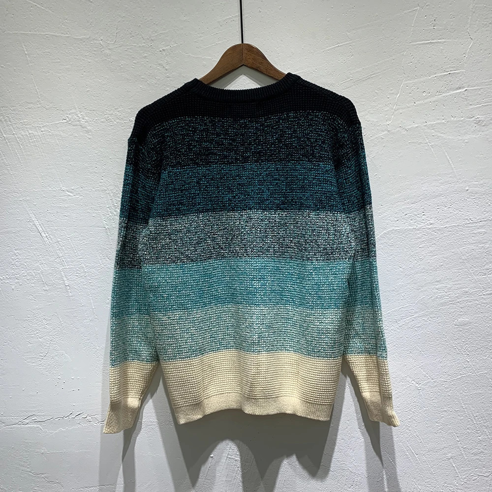 Striped Sweaters Men Women Sleeve SHADOW PROJECT Patch Knitted Pullover Cross Badge Sweater 241029