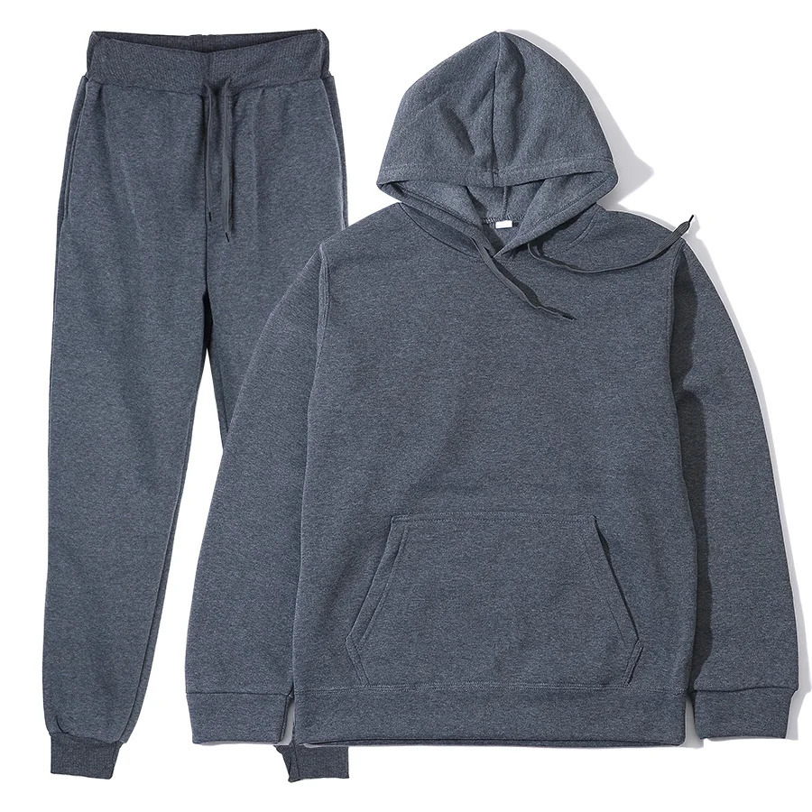 Mens Tracksuit Hooded Pullover Sweatpants Sports Suit Casual Jogger Sportswear 2 Piece Male Fleece Streetwear Sets 241031