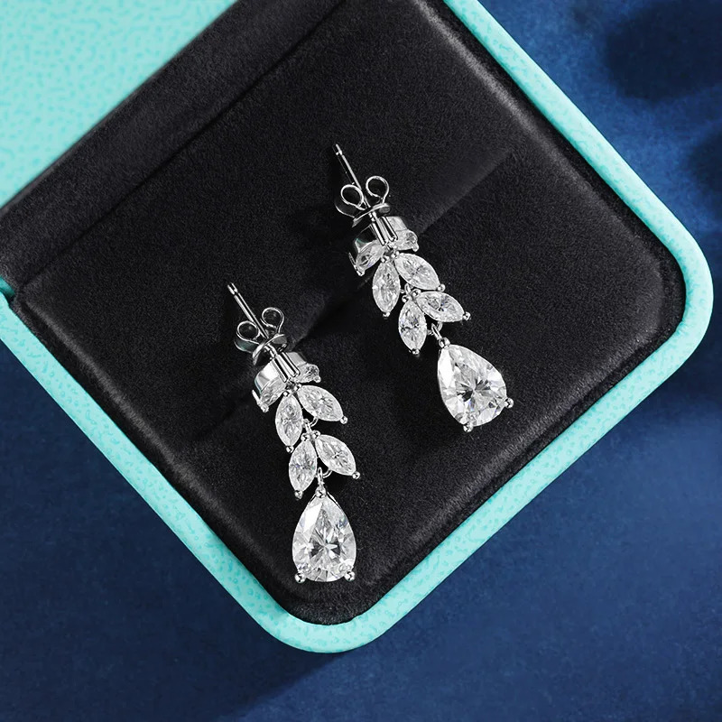 TBCYD 7.6cttw D Color Horse Eye Full Mo Silica Drop Earrings Pearl Cutting S925 Pure Silver Womens Exquisite Jewelry Wedding Party 241031