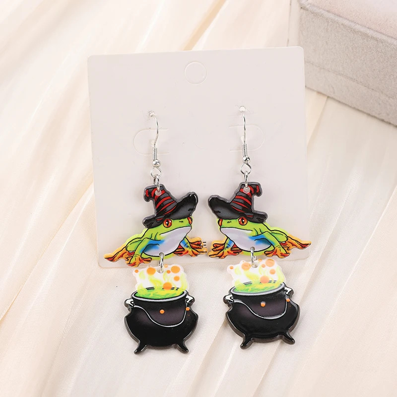 1Pair Christmas Animal Woman Drop Earrings Acrylic Magic Frog Funny Walking Chicken For Girl Birthday Festival Gift 241031