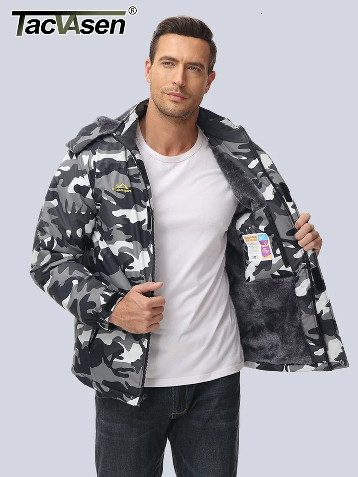 TACVASEN Fleece Hiking Jackets Mens Waterproof Snowboard Ski Removable Hooded Jacket Rain Coats Parka Winter Outwear 241029