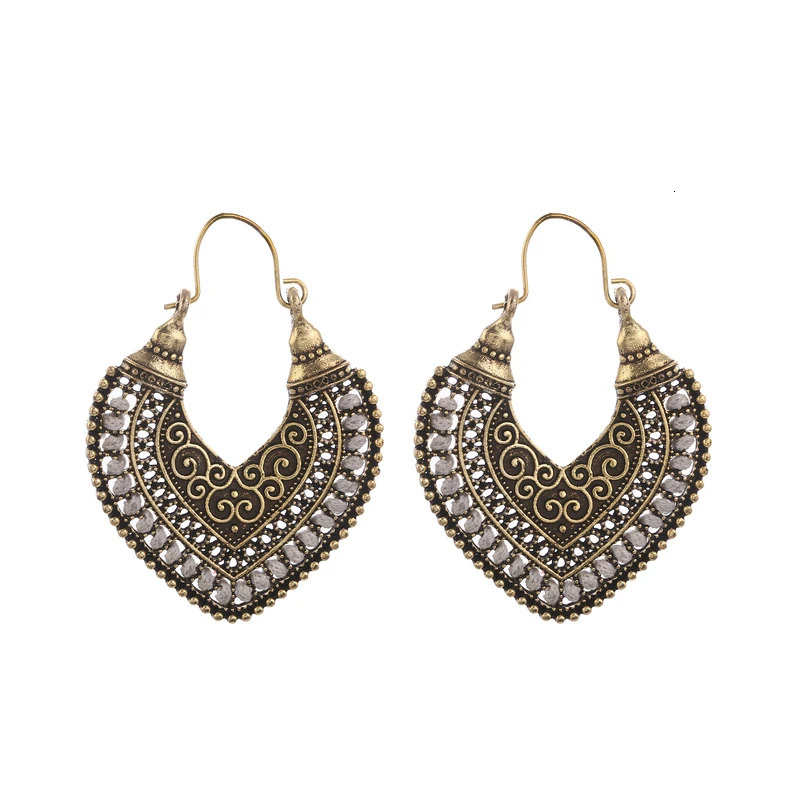 Vintage Statement Ethnic Boho Earrings For Women Heart Shape Bohemian Earings Jewelry Rope Wrap Handmade Drop Gift 241031
