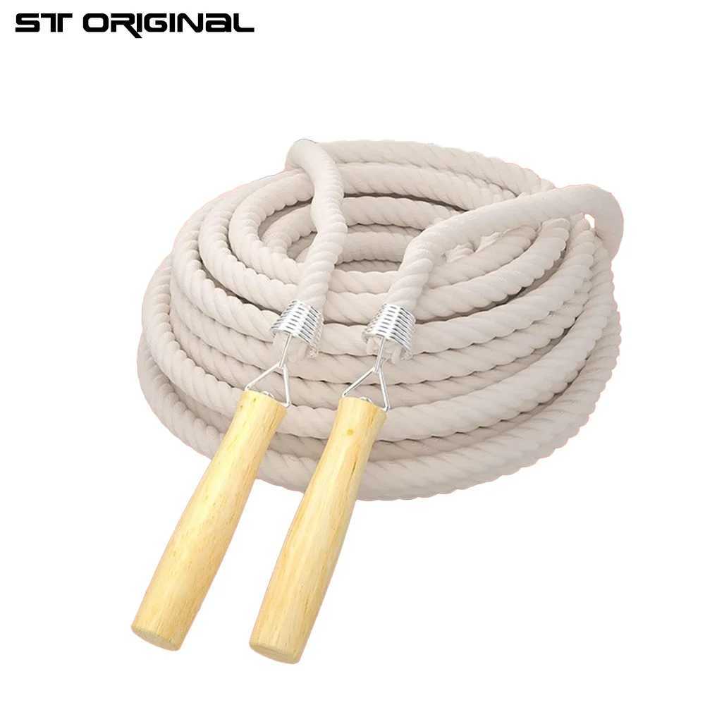 ST original 3/10/15m thick long skipping rope spring set slip rope anti slip wooden hand school collective sports swingW241101