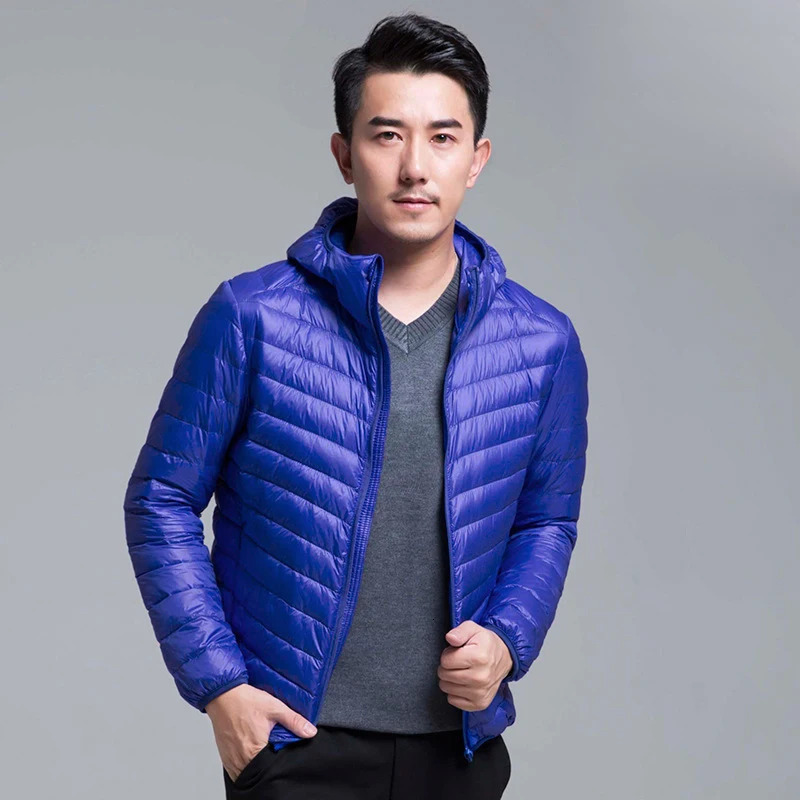 Mens allseason ultralightweight foldable down jacket Large size waterproof windproof breathable hoodie 241024