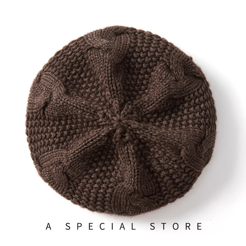 Womens Cashmere Hat Spring And Autumn HighEnd Solid Color Six Twist Flower Outdoor Warm Fashion Heavy Beret 241031